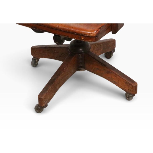 Wood Antique Bank of England Jury Style Swivel Tilt Desk Chair For Sale - Image 7 of 16