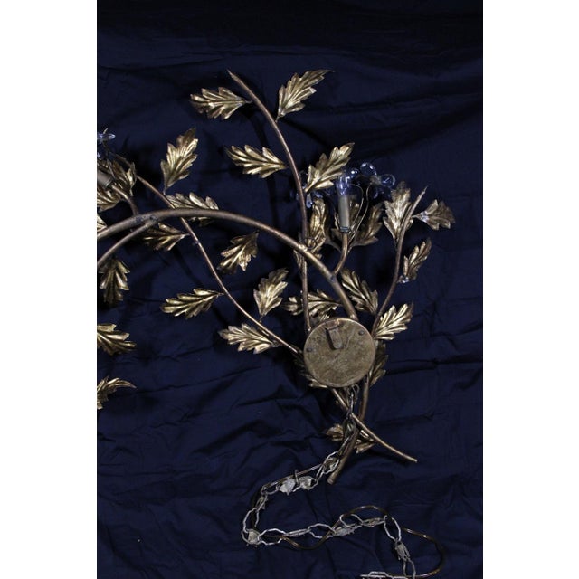 1960s Oversized Italian Hollywood Regency Gilt-Iron Wall Sconce With Crystal Blossoms For Sale - Image 11 of 17