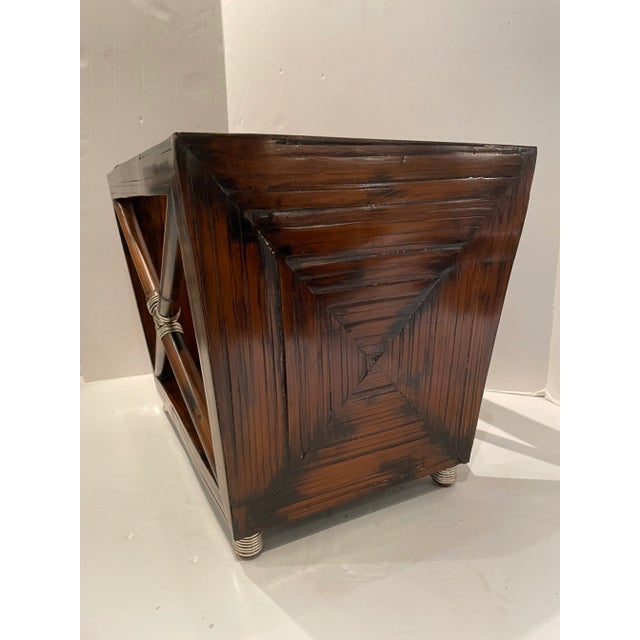 Traditional Contemporary Wooden and Silver Wrapped Magazine Stand For Sale - Image 3 of 11