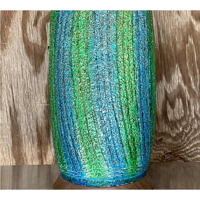 Vintage Midcentury Textured Stripe Table Lamp For Sale - Image 11 of 12