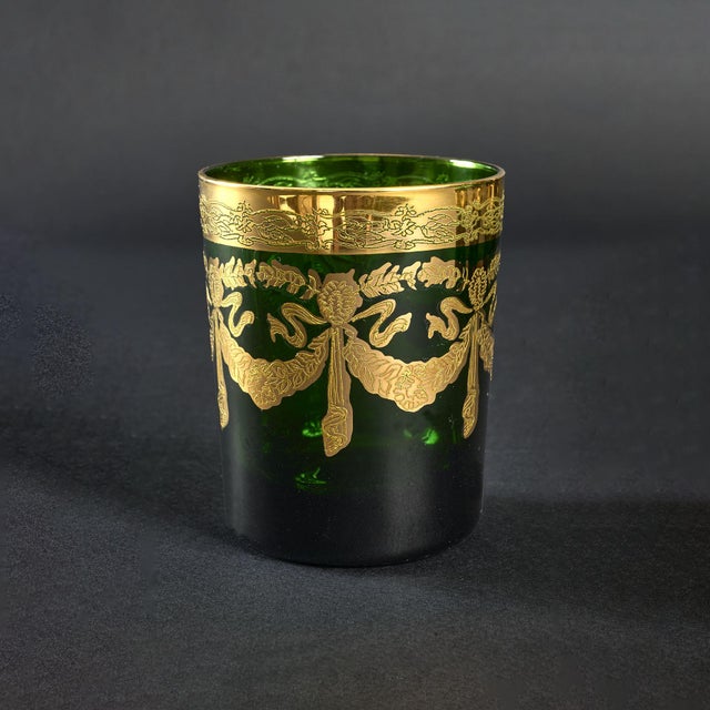 Forest Green Mid-Century Modern Green Colored Glasses, 1940s, Set of 6 For Sale - Image 8 of 9