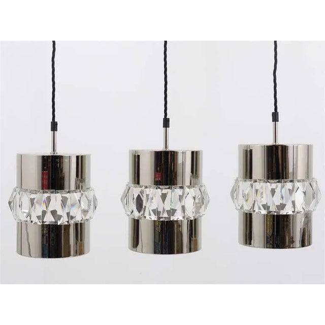 Silver Nickel, Brass and Crystal Pendant Lamps from Bakalowits & Söhne, Austria, 1950s, Set of 3 For Sale - Image 8 of 11
