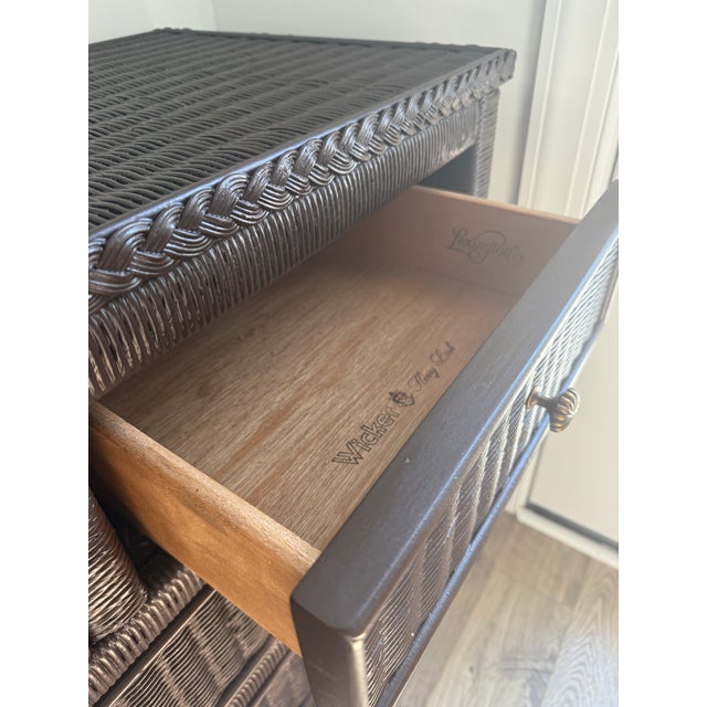 Traditional Vintage Henry Link Woven Wicker 4-Drawer Dresser in Sherwin-Williams Black Bean For Sale - Image 3 of 8