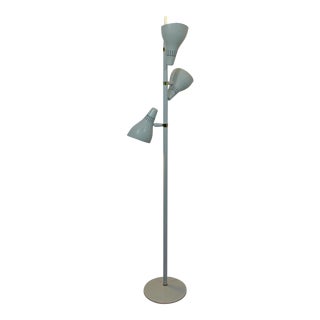 Mid Century Modern 3 Headed Cone White Metal & Brass Floor Lamp 1960s For Sale