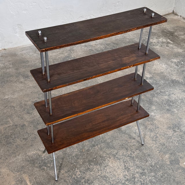 1980s Bauhaus Style Dark Oak Shelving Unit, 1980s For Sale - Image 5 of 11