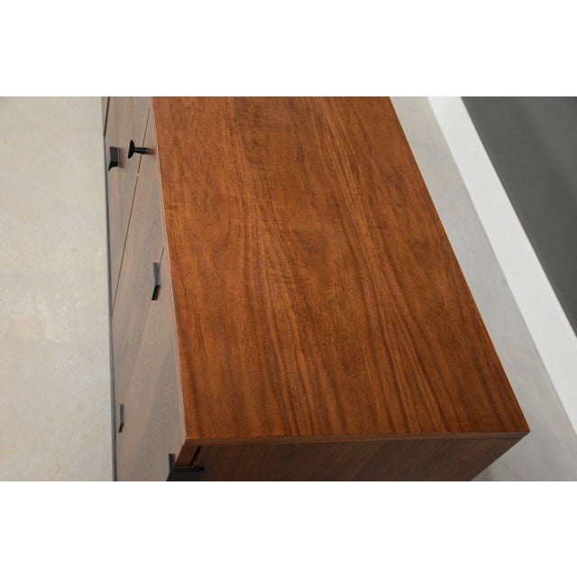 Brown 1960s Refinished 72” Milo Baughman for Directional Walnut Dresser For Sale - Image 8 of 9