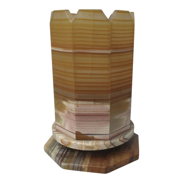 Vintage Art Deco Banded Onyx Lantern For Sale