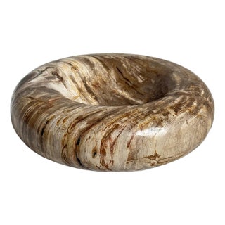 Organic Modern Vintage Petrified Wood Decorative Bowl For Sale