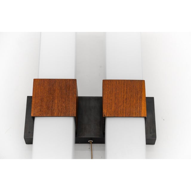 Teak and Opaline Glass Wall Lamp from Kaiser Leuchten, 1960s For Sale - Image 14 of 17
