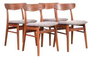 Mid-Century Danish Teak and Wool Dining Chairs from Farstrup, 1960s, Set of 4