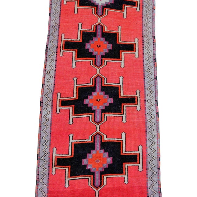 Hand-Knotted Turkish Rug Low Pile Tribal Runner Rug - 3' X 13' For Sale - Image 10 of 12