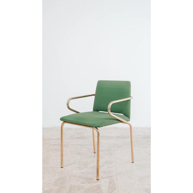 Hollywood Regency Chairs in Green Fabric and Gold Metal, 1970s, Set of 4 For Sale - Image 4 of 14