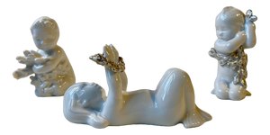 White and Gold Porcelain Figurines Ocean Kids by Sadolin and Jespersen for Bing & Grøndahl, 1950s, Set of 3