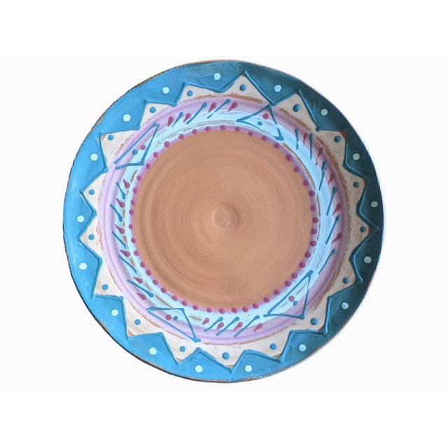 Vintage Postmodern Navajo Southwestern Style Hand painted Terracotta Pottery Plate Signed by the Artist, Sonja Templeton...