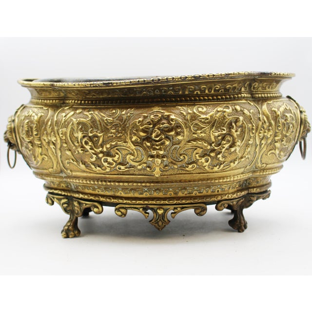 Circa 1860-80 Anglo-French Lobed Oval Brass Planter For Sale - Image 9 of 9