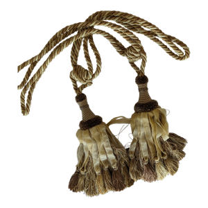 2 Vintage Gold and Beige Organza Ribbon Drapery Tieback