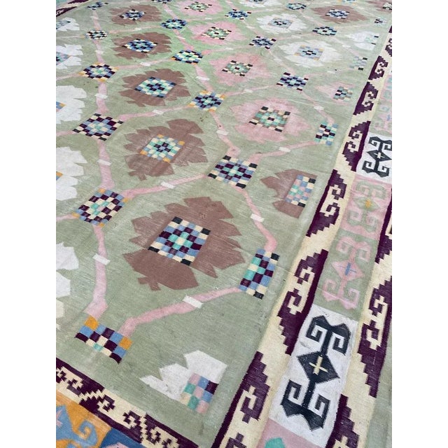 Large Indian Dhurrie Flat-Woven Rug For Sale - Image 10 of 14