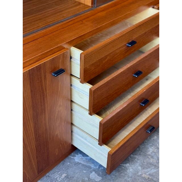 Mid-Century Modern Vintage Teak 2 Piece Display Hutch For Sale - Image 3 of 11