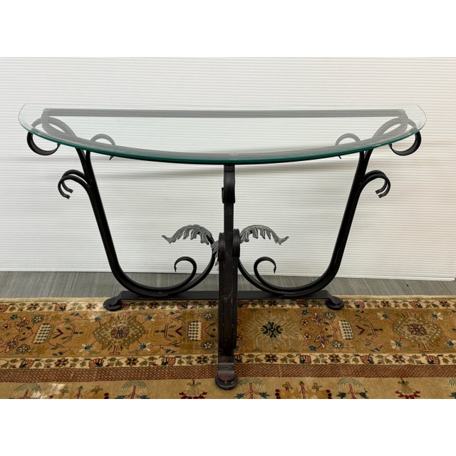 Design Plus Gallery presents a Wrought Iron Console Table.The design of the console is in the style of Tommy Bahama...
