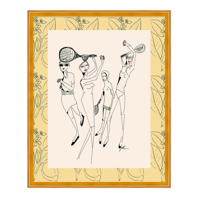 Lemon Tennis by Carly Kuhn in Gold Frame, Medium Art Print For Sale