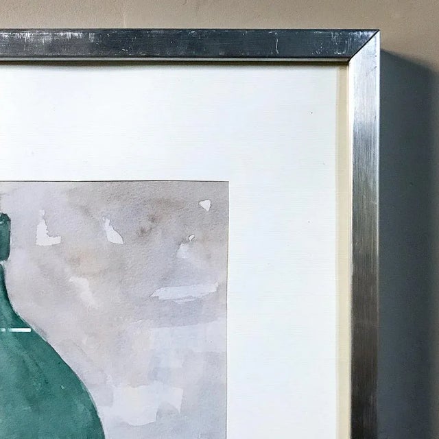 Paint Mid-Century Hand Painted Framed Watercolor by Pol Antonis For Sale - Image 7 of 13