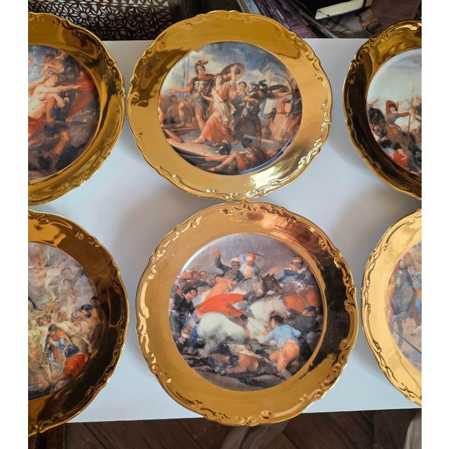 1970s Six Old Master Renaissance Art Cabinet Plates With Gold Exterior Rims For Sale - Image 5 of 14