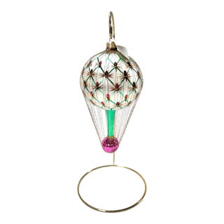 Vintage Christopher Radko Hot Air Balloon Ornament – Hand Blown Glass For Sale