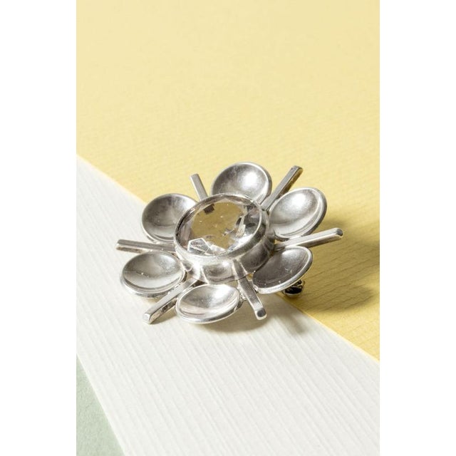 Silver and Rock Crystal Brooch from Victor Jansson, 1960s For Sale - Image 3 of 5