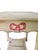 Vintage European Style Hand-Painted Side Table – Italian-Style Cream Finish With Red Bow Motif – Distressed Country Accent For Sale - Image 4 of 9