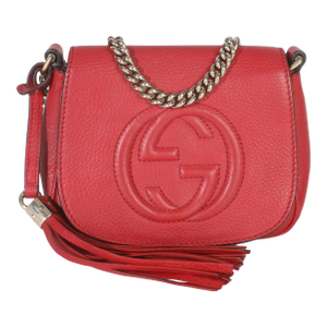 Red Pebbled Calfskin Interlocking G Small Soho Flap Bag