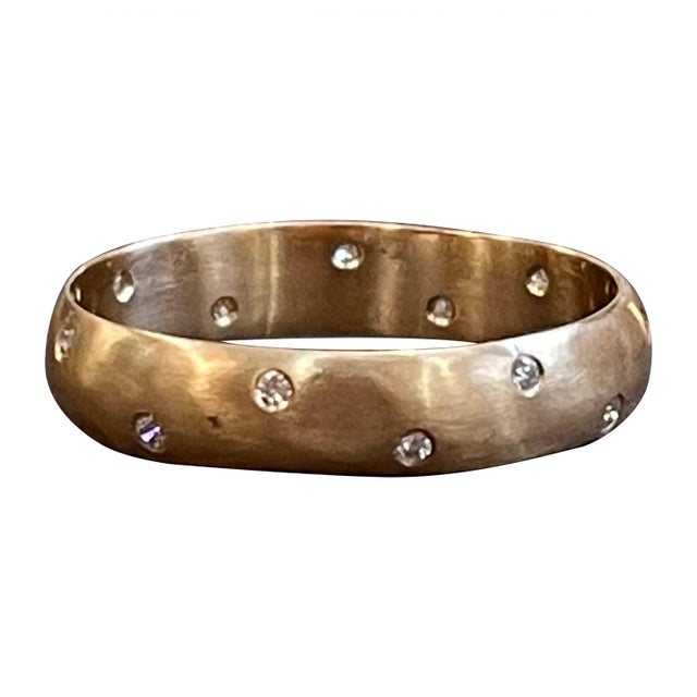 14 Flush Set Bezel Diamond Eternity Wedding Band in 14 Karat Yellow Gold For Sale - Image 15 of 18