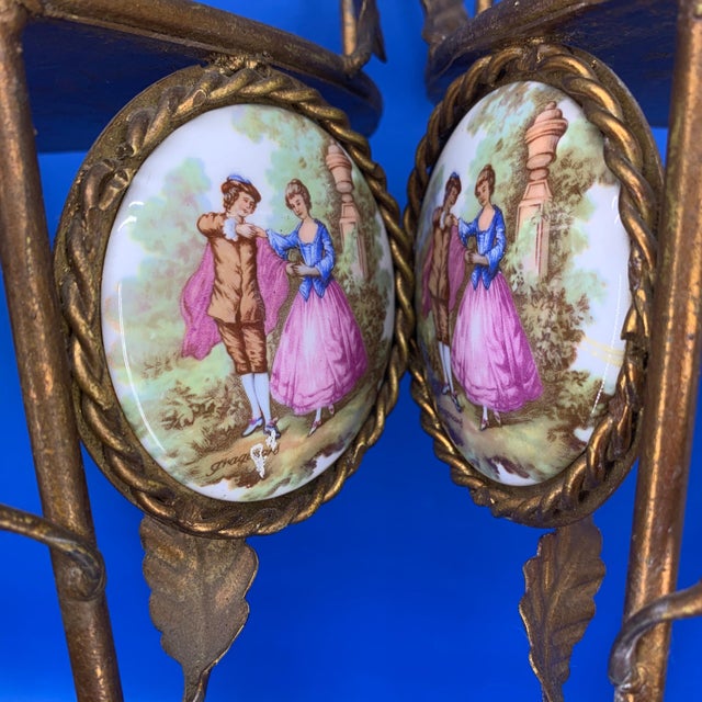 Pair of Gilded Metal Spiral Staircase Wall-Mounted Shelves - 1970's For Sale - Image 9 of 12
