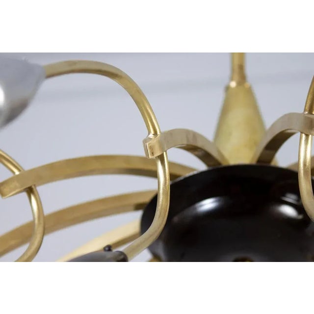 Metal Mid-Century Brass and Murano Glass Chandelier in the style of Stilnovo, 1950s For Sale - Image 7 of 13
