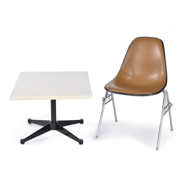 Metal Vintage Charles Eames for Herman Miller Rectangular White and Black Side Table For Sale - Image 7 of 12
