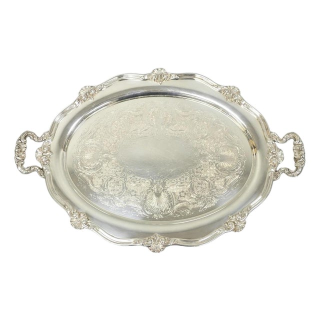 Vintage Reed & Barton 05600 Regent Victorian Silver Plated Serving Platter Tray For Sale