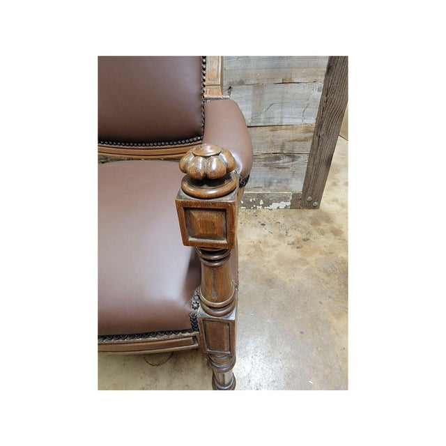 Wood Late 19th Century A Victorian Leather Armchair For Sale - Image 7 of 9