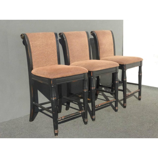 Black & Beige Distressed Bar Stools Set of 3 Chairish