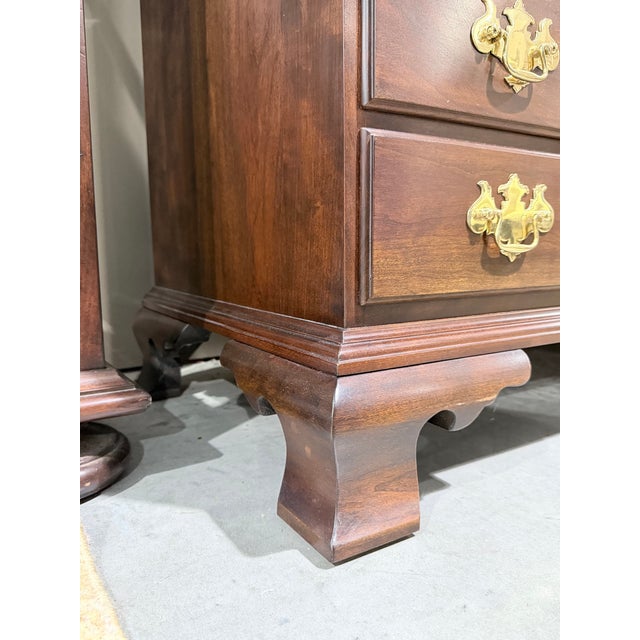 Late 20th Century Statton Old Towne Cherry Secretary Bookcase With Broken Pediment For Sale - Image 10 of 11