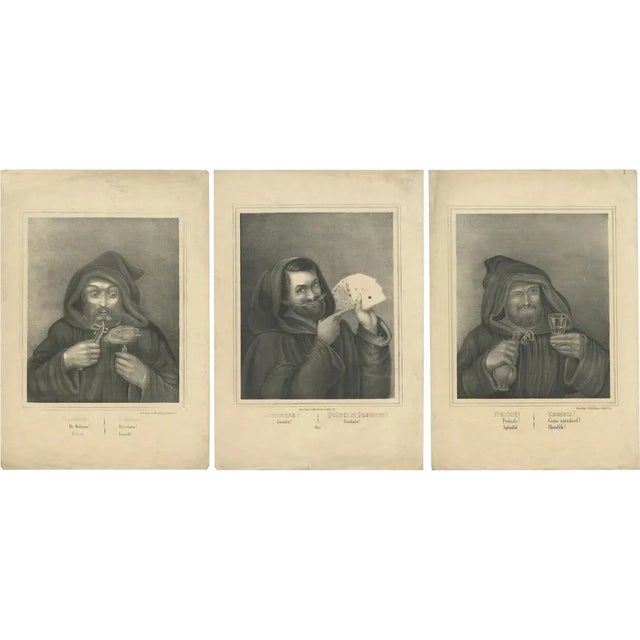 May & Wirsing, Monks Committing Sins, 1850, Set of 3 For Sale