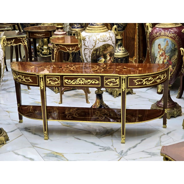 Louis XVI Neoclassical Gilt Bronze Console Table For Sale - Image 4 of 6