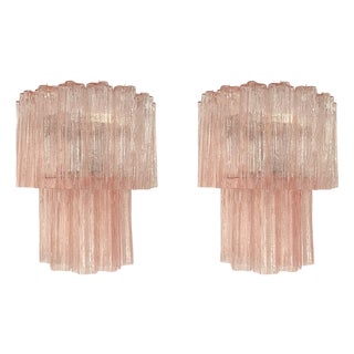 Vintage Murano Glass Tube Wall Sconces, 1990s, Set of 2 For Sale