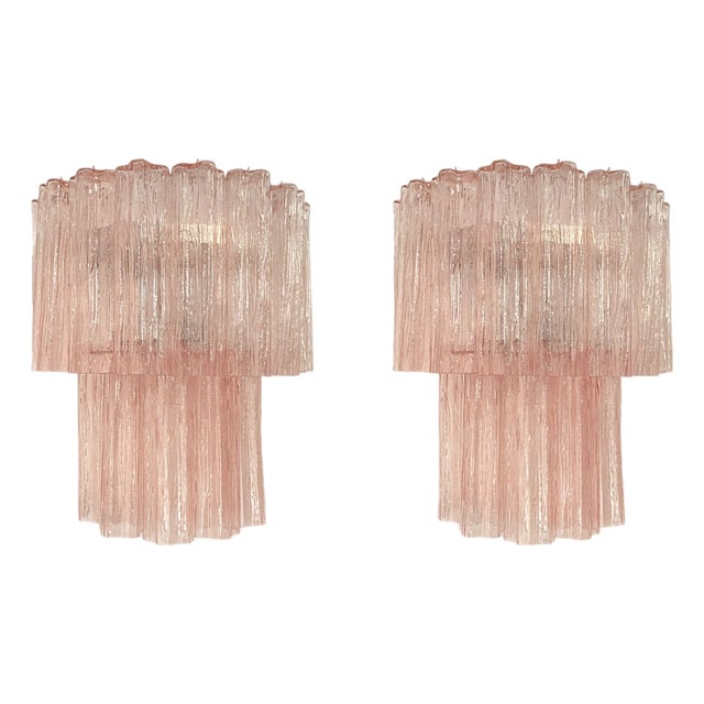 Vintage Murano Glass Tube Wall Sconces, 1990s, Set of 2 For Sale