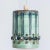 Stunning round hanging lamp with an unusual cylinder-like shape, made with rich colored green and turquoise ceramics,...