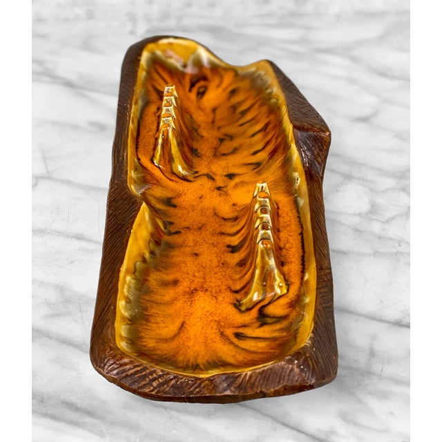 California Pottery Mid-Century California Pottery Orange Drip Glazed Centerpiece Cigar Ashtray For Sale - Image 4 of 9