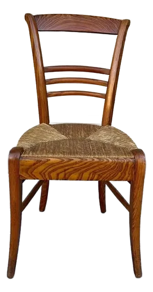 19th Century Antique Regency Style Solid Tiger Oak Rush Seat Side Chair