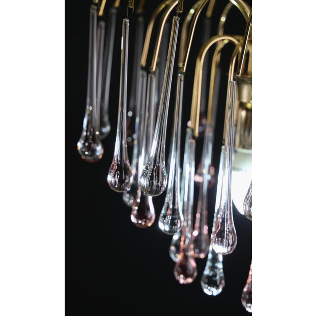1980s Lady Grace, Chandelier With Pink and Transparent Pendants, Murano Glass For Sale - Image 9 of 15