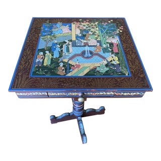 Asian Style Hand-Painted Accent Table For Sale