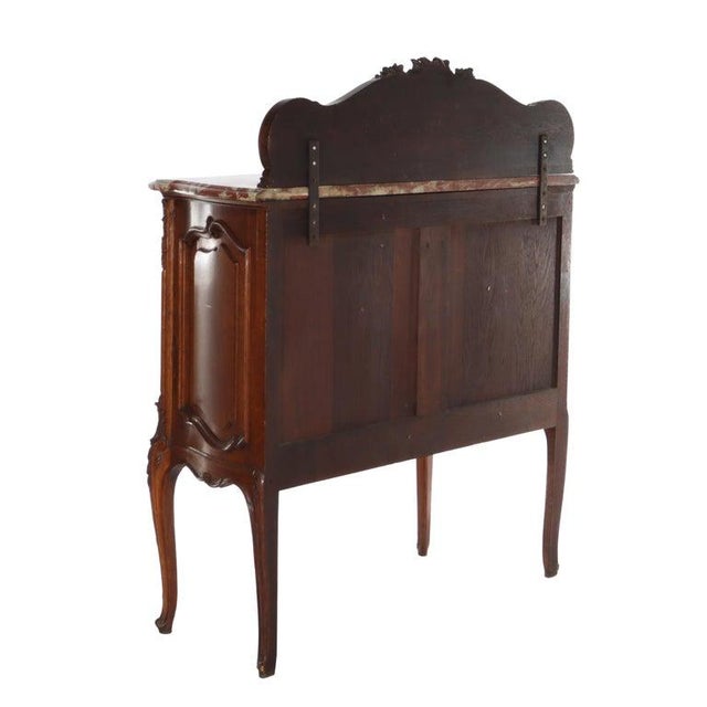 Antique French Oak Rouge Marble Top Server With Backsplash C1910 For Sale - Image 17 of 18