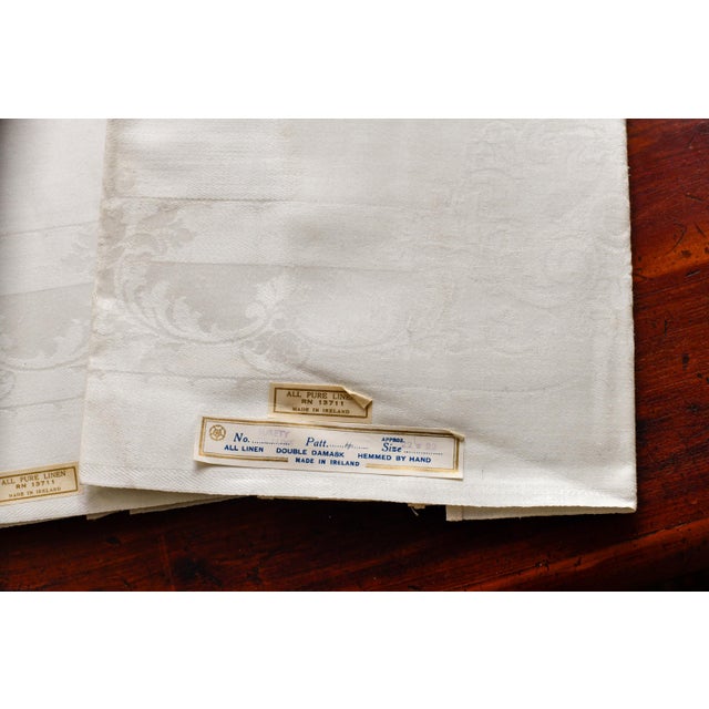 Vintage Surety Irish Deluxe Linen Damask Ivory Napkins 22" New Old Stock - A Set of 6 For Sale - Image 4 of 7