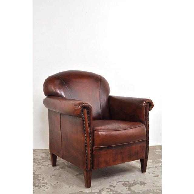 Vintage Armchair in Leather, 1950s For Sale - Image 4 of 13